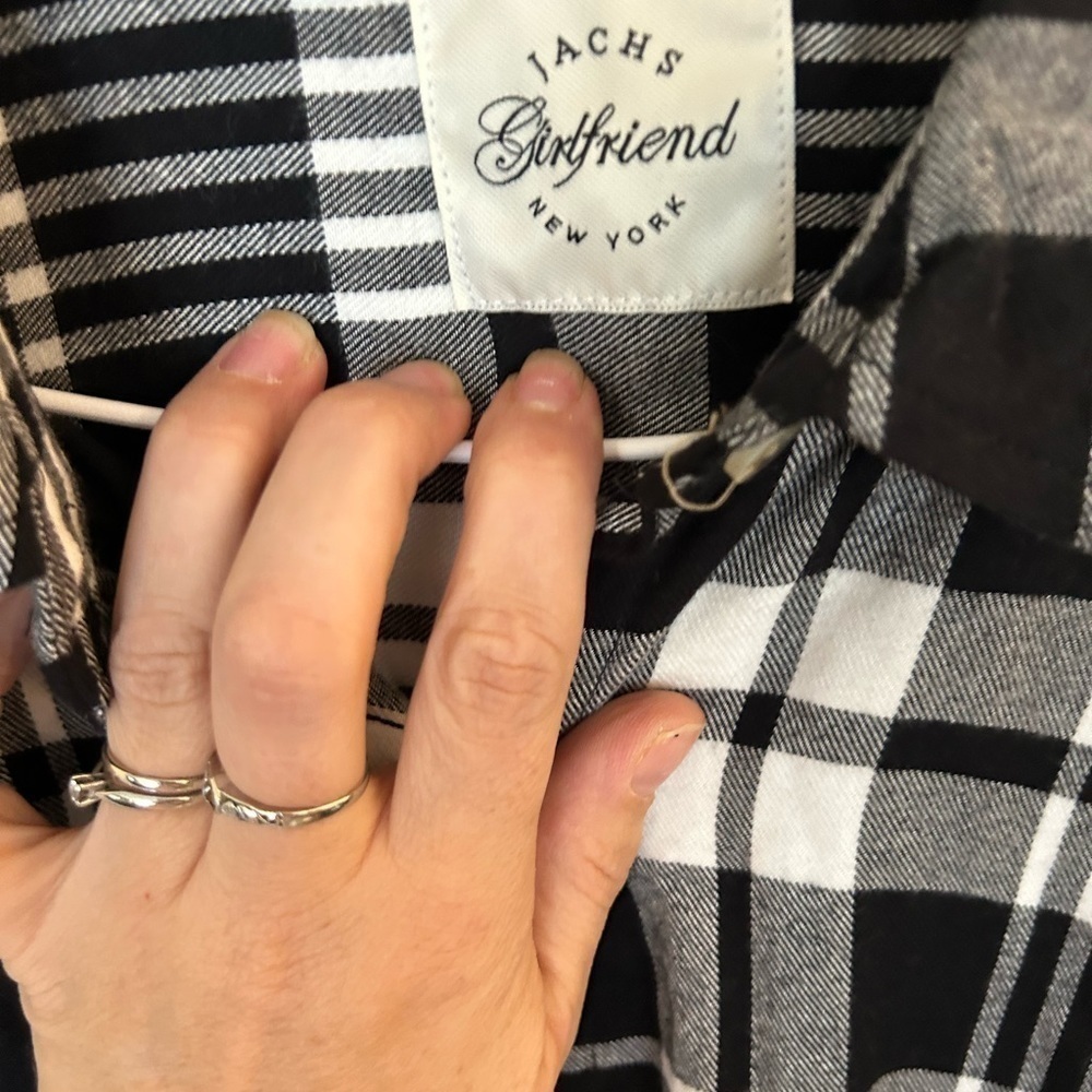 Jack’s girlfriend New York xxl black and white button up flannel - Picture 3 of 8